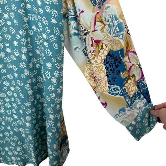 Koos of Course! 100% Silk Patchwork Print Button Front Shirt – Size 1X - Picture 6 of 12